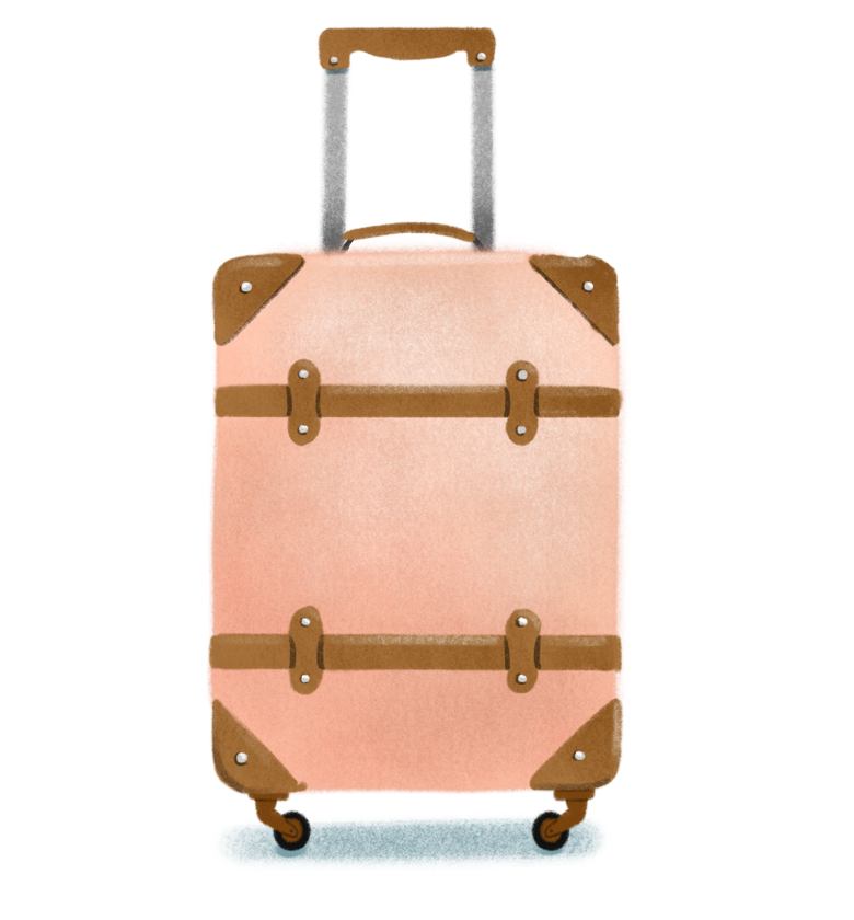 Cladwell app illustration of a peach suitcase